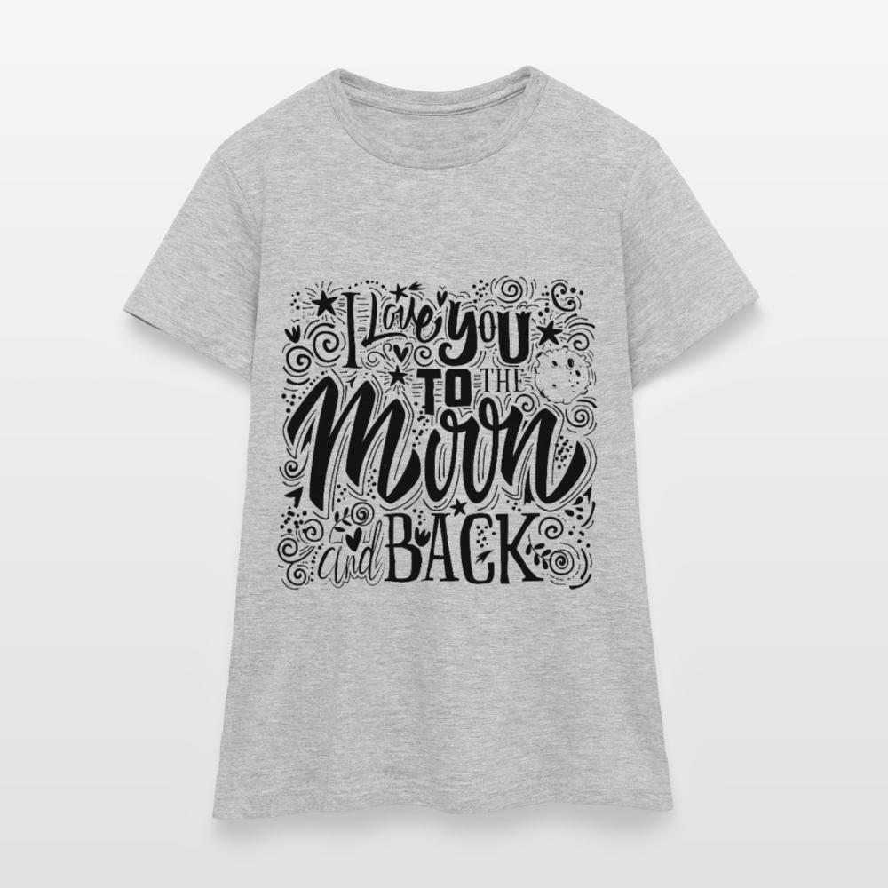 T-shirt Femme I love you to moon and back Peace noir - Lusoquot - gris chiné