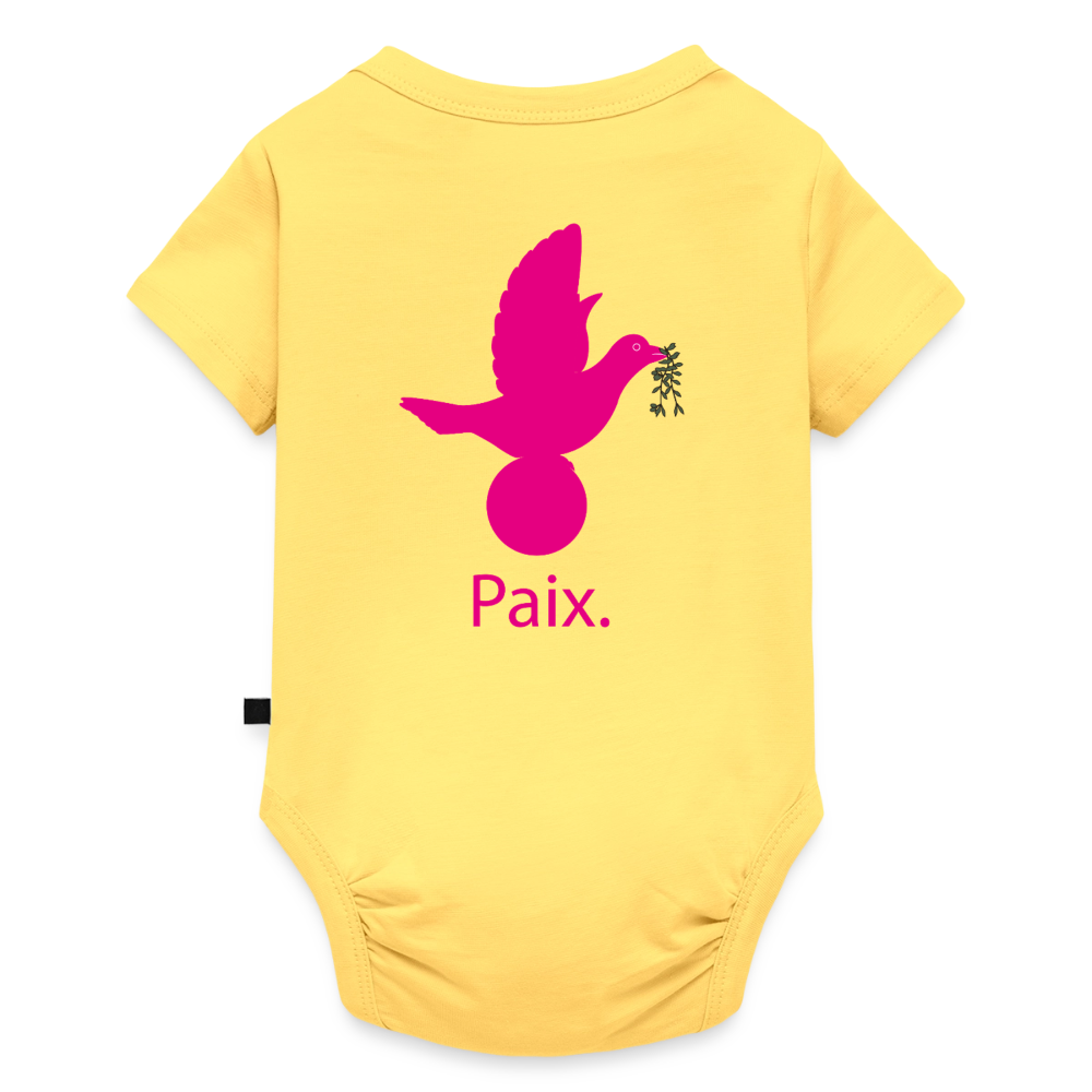 Body Bébé bio manches courtes anniversaire 1 an - Lusoquot - jaune pastel