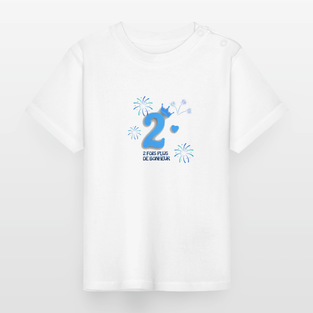 T-shirt Bébé anniversaire 2ans Paix bleu - Lusoquot - blanc