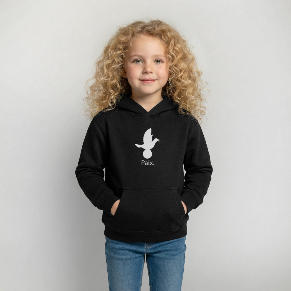 Sweat à capuche Enfant Paix blanc - Lusoquot - noir