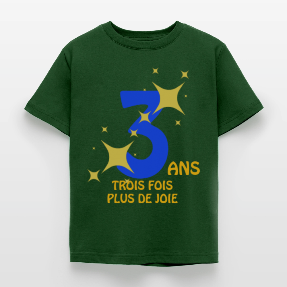 T-shirt Enfant anniversaire 3 ans  Paix bleu - Lusoquot - vert forêt