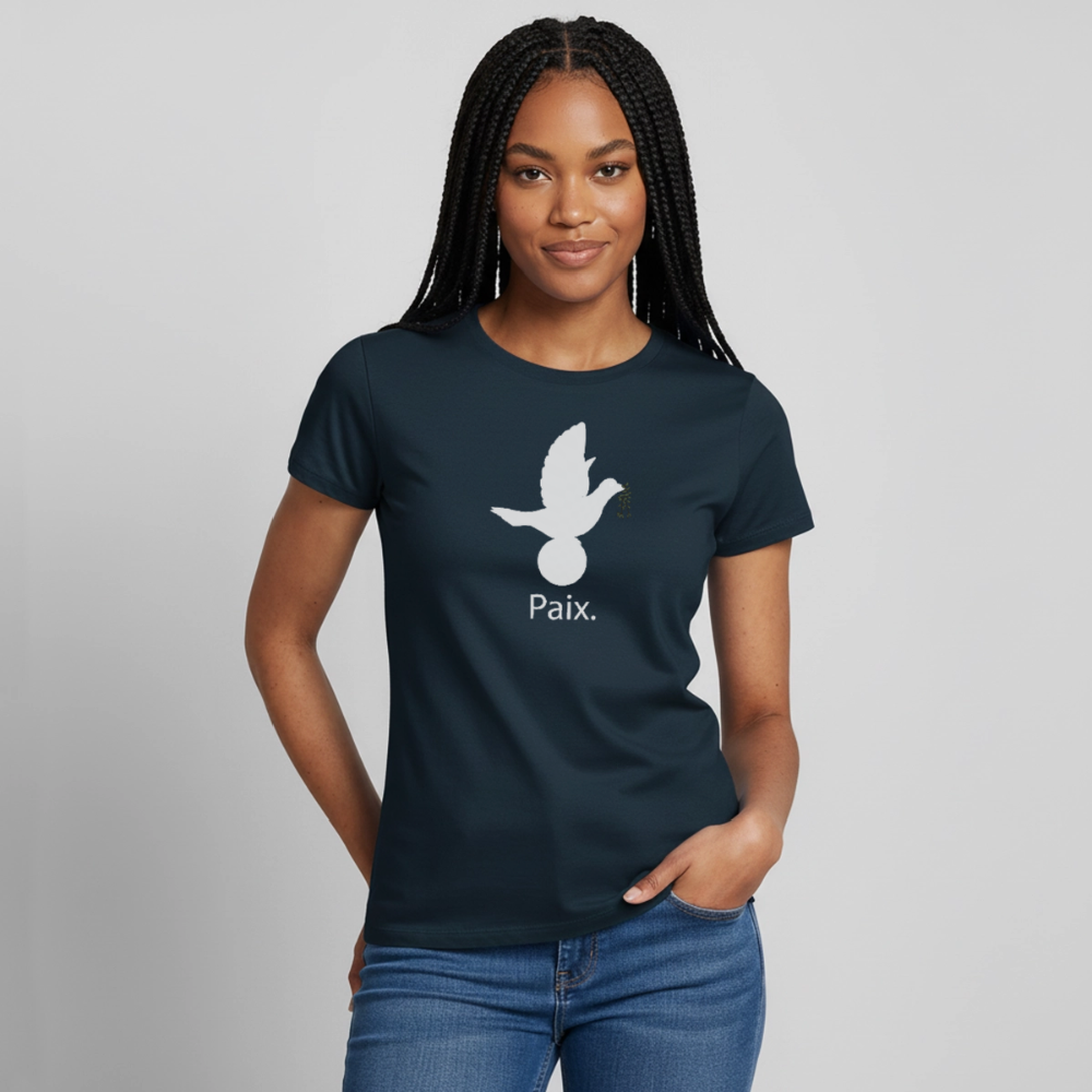 T-shirt Femme Paix blanc - Lusoquot - marine