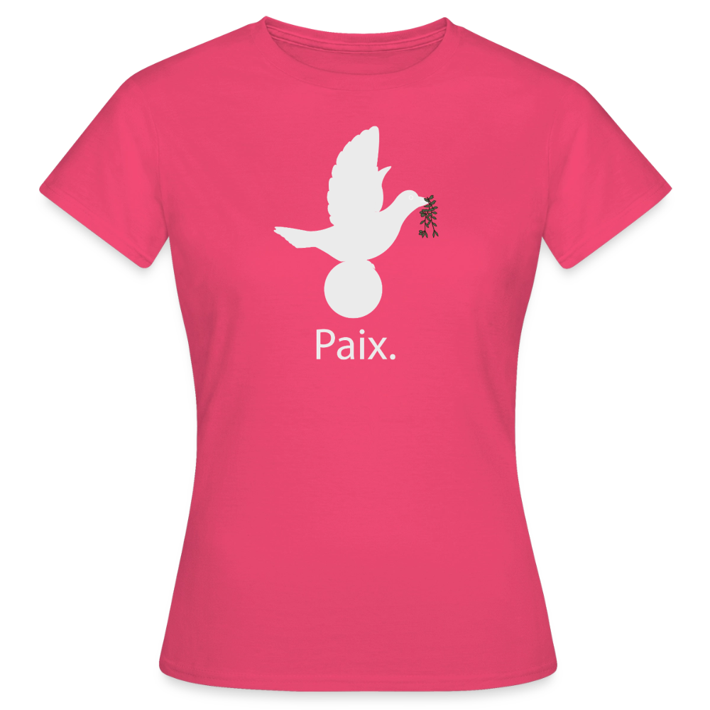 T-shirt Femme Paix blanc - Lusoquot - rose azalée