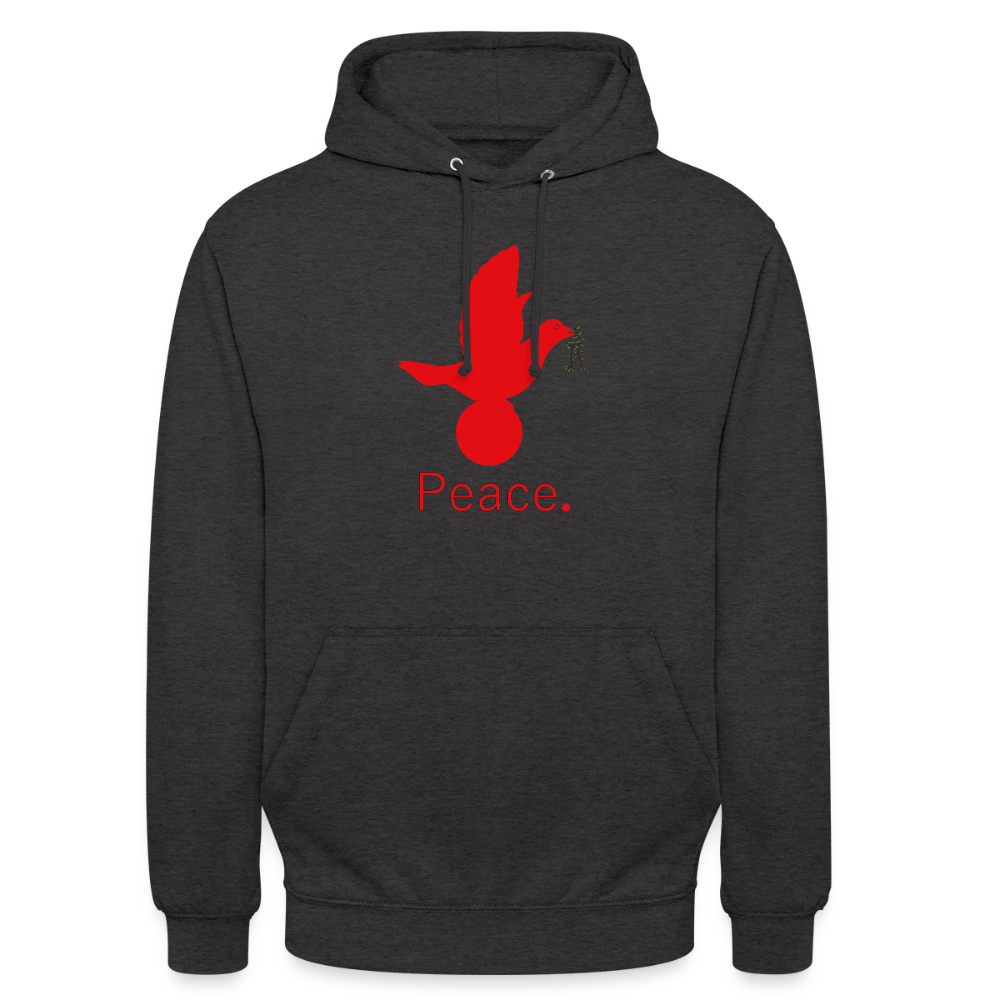 Sweat-shirt à capuche unisexe Peace rouge Lusoquot - charbon