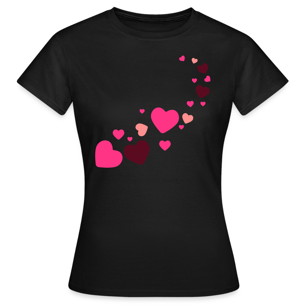 T-shirt Femme coeur Peace rose  - Lusoquot - noir