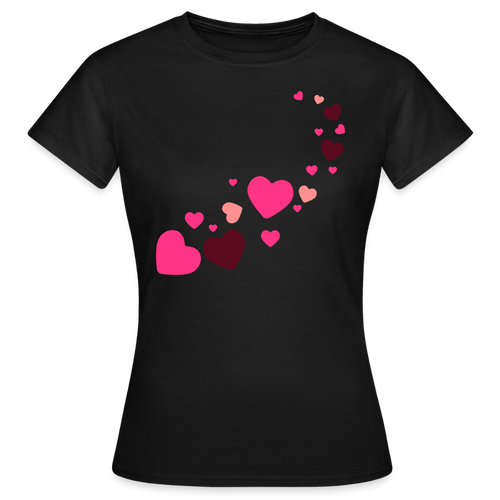 T-shirt Femme coeur Peace rose  - Lusoquot - noir
