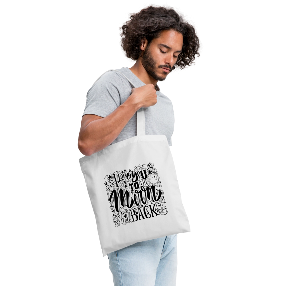 Tote Bag I love you to moon and back Peace noir - Lusoquot - blanc