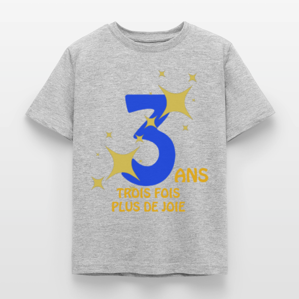 T-shirt Enfant anniversaire 3 ans  Paix bleu - Lusoquot - gris chiné