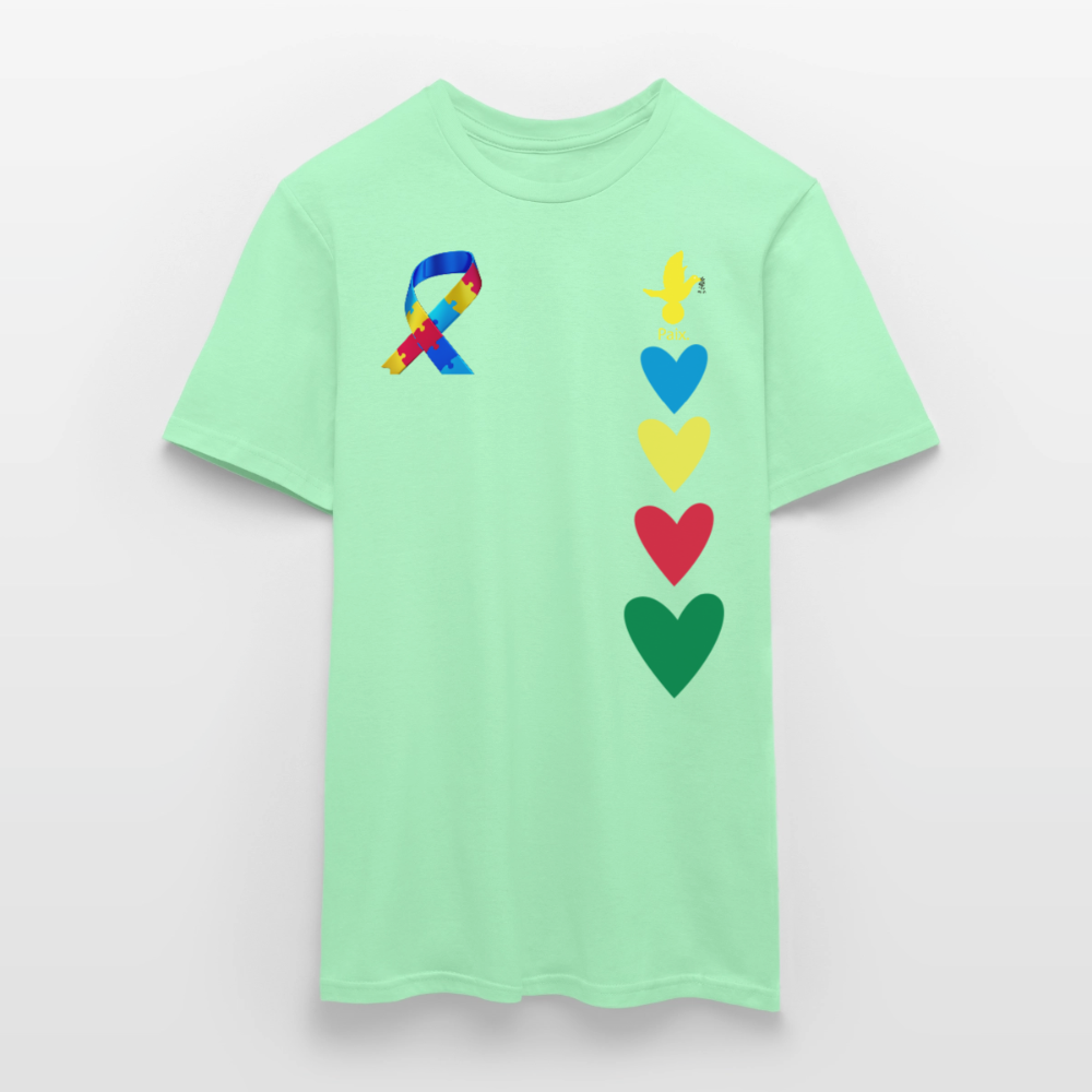 T-shirt Homme -journeemondiale trisomie 21 mars- Peace jaune - vert menthe
