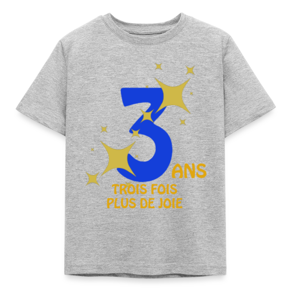 T-shirt Enfant anniversaire 3 ans  Paix bleu - Lusoquot - gris chiné