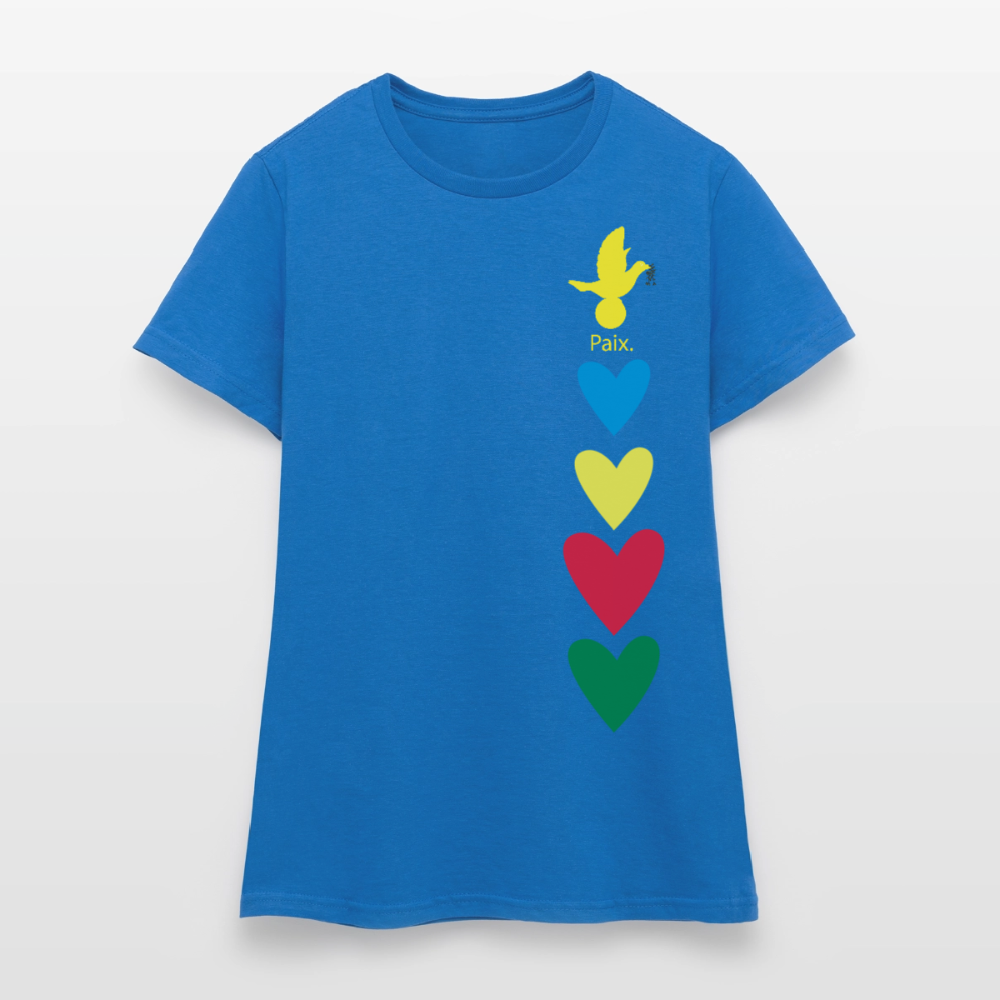 T-shirt Femme journée mondiale trisomie - Paix jaune - bleu royal