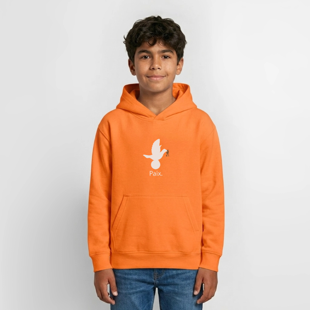 Sweat à capuche Ado Paix blanc - Lusoquot - orange