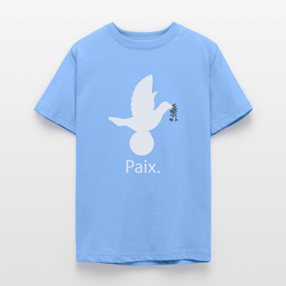 T-shirt Ado  Paix blanc - Lusoquot - bleu ciel
