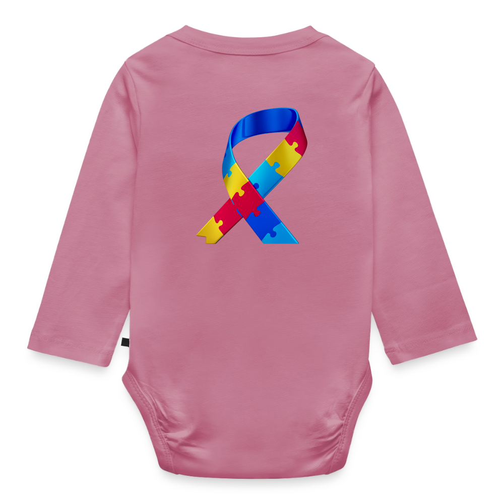 Body Bébé bio manches longues trisomie Paix jaune - Lusoquot - mauve