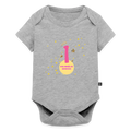 Body Bébé bio manches courtes anniversaire 1 an - Lusoquot - gris chiné