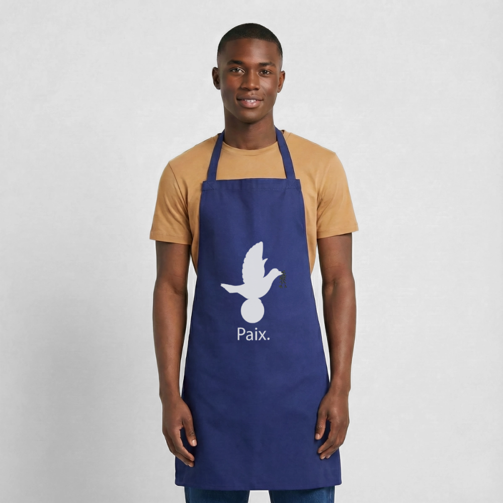 Tablier de cuisine Paix blanc - Lusoquot - bleu royal