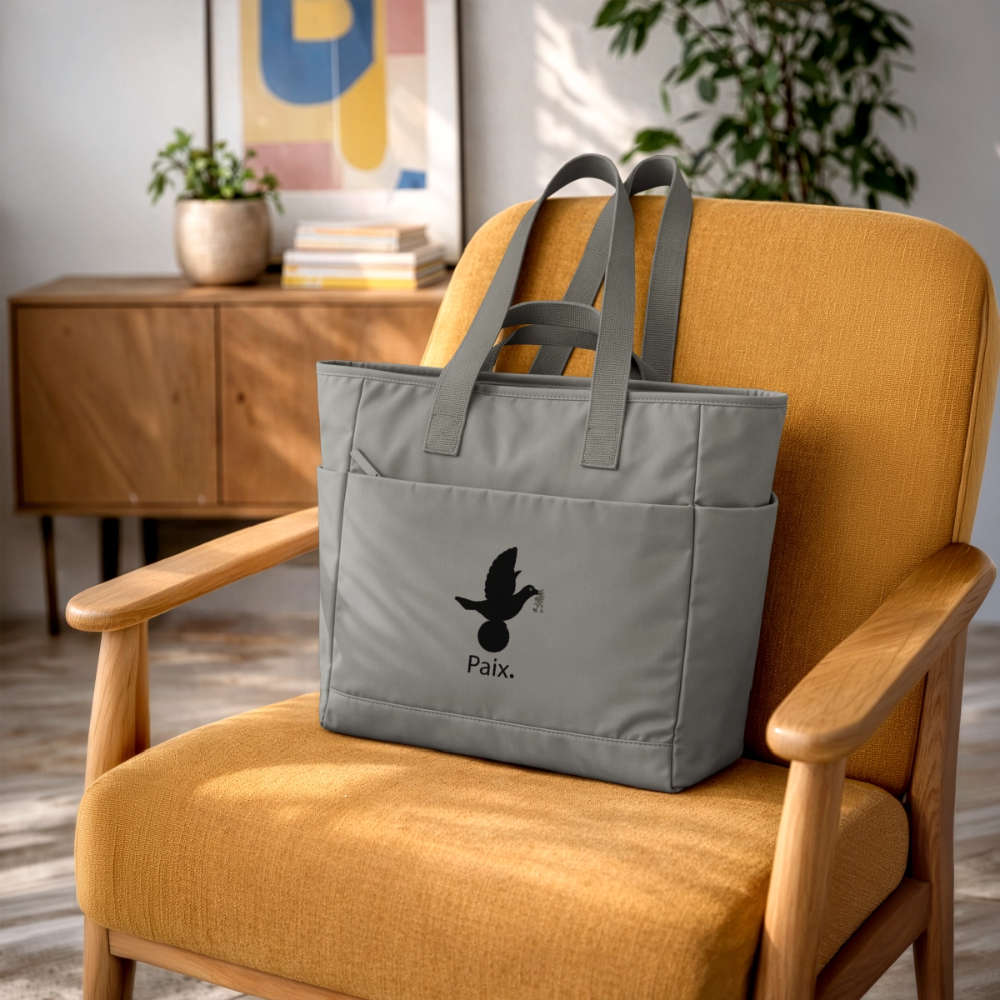 Sac matelassé déperlant Paix noir - Lusoquot - gris