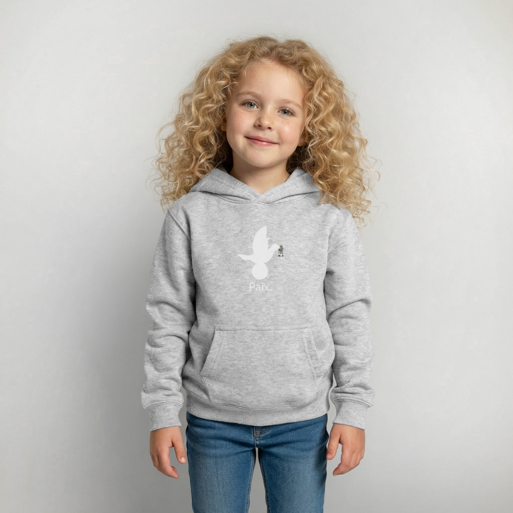 Sweat à capuche Enfant Paix blanc - Lusoquot - gris clair chiné