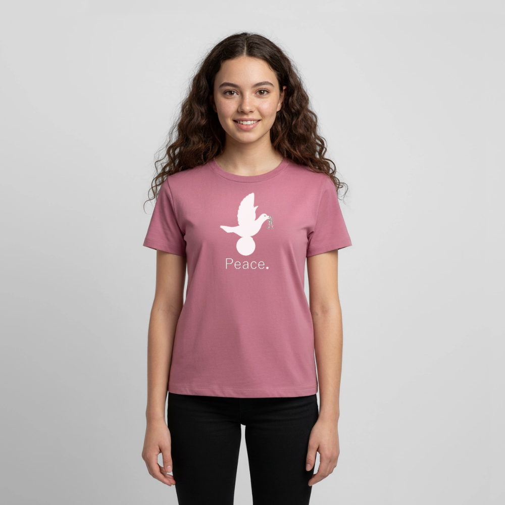 T-shirt Premium Ado Peace blanc Lusoquot - mauve