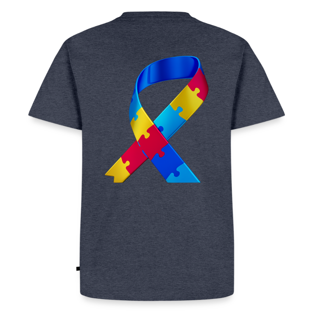 T-shirt Premium Homme trisomie 21  Paix jaune - Lusoquot - bleu jeans 