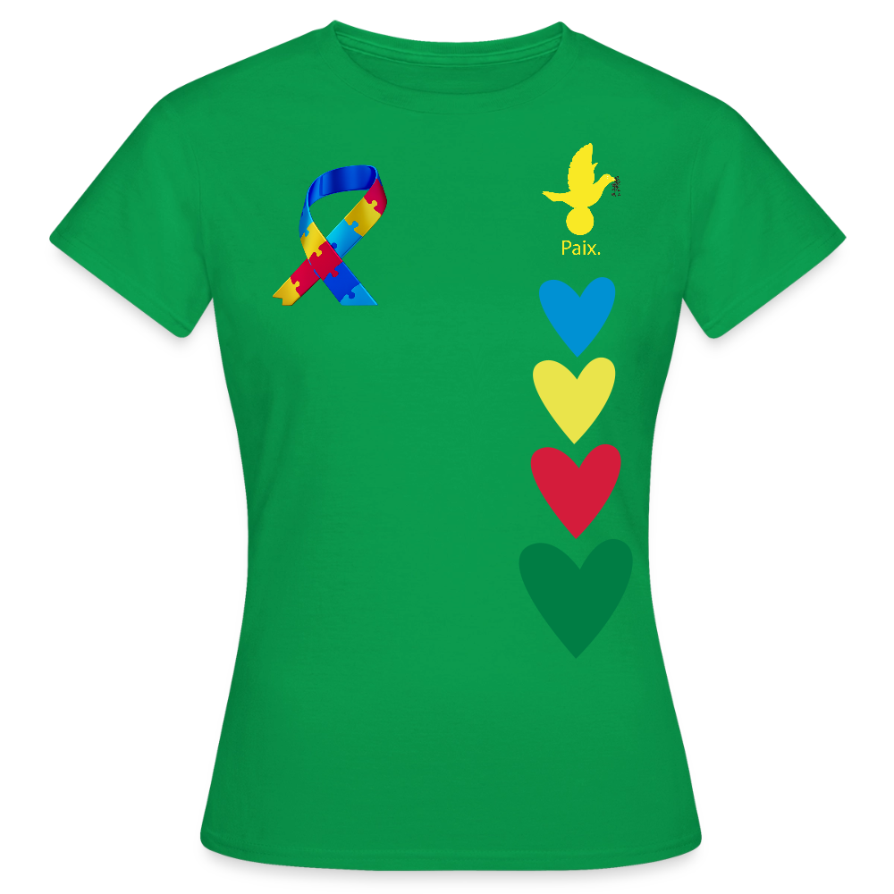 T-shirt Femme-journeemondiale trisomie 21 Peace jaune - vert