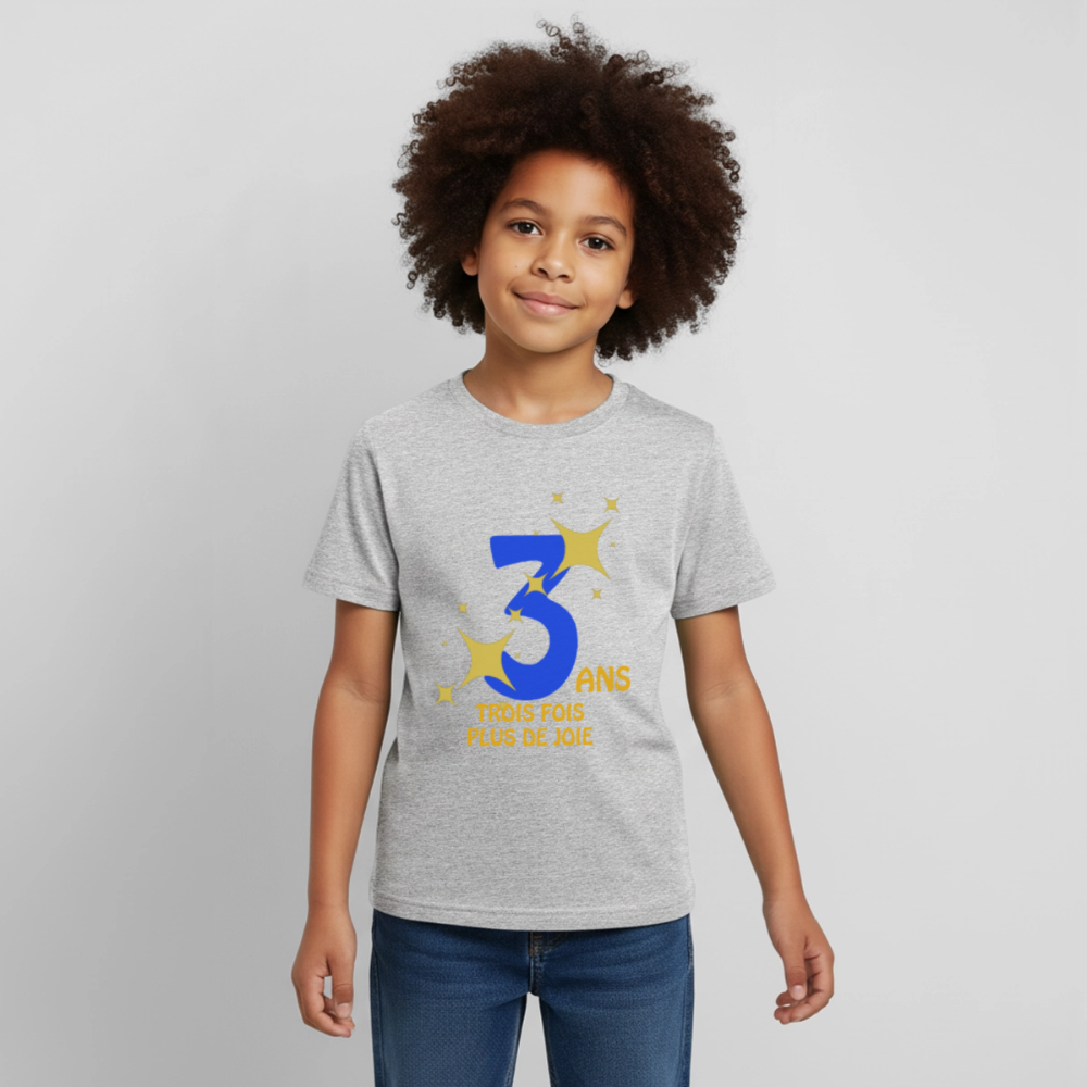T-shirt Enfant anniversaire Lapè bleu - Lusoquot - gris chiné