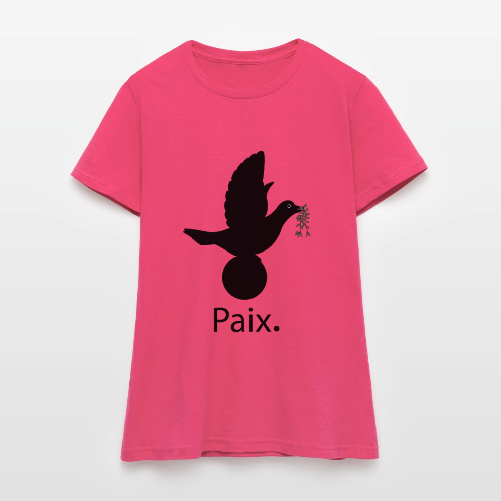 T-shirt Femme Paix noir - Lusoquot - rose azalée