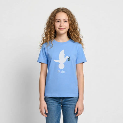 T-shirt Ado  Paix blanc - Lusoquot - bleu ciel