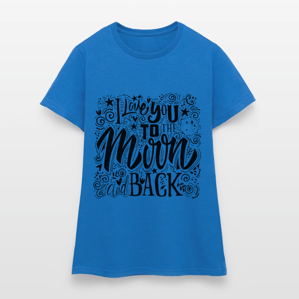 T-shirt Femme I love you to moon and back Peace noir - Lusoquot - bleu royal