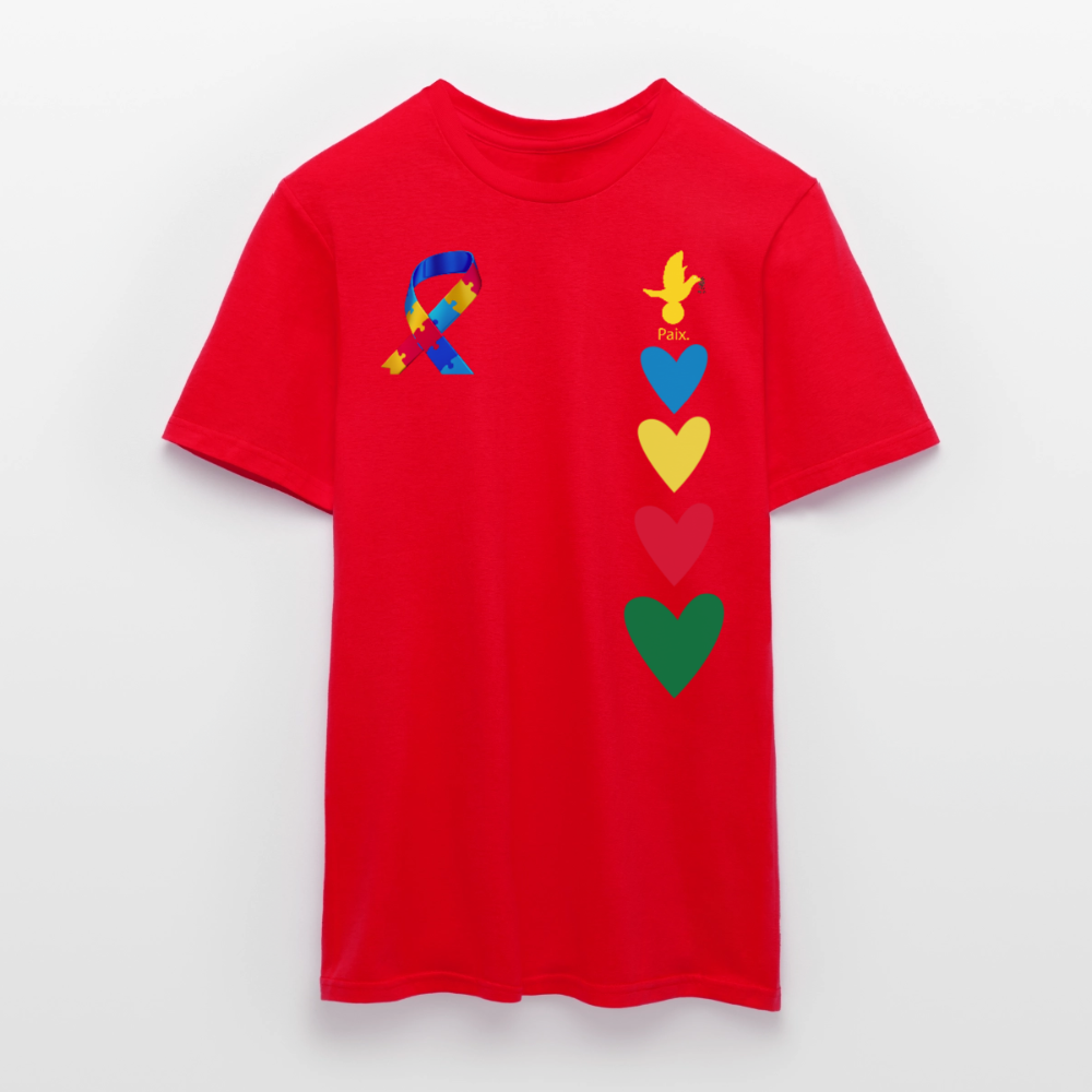 T-shirt Homme -journeemondiale trisomie 21 mars- Peace jaune - rouge