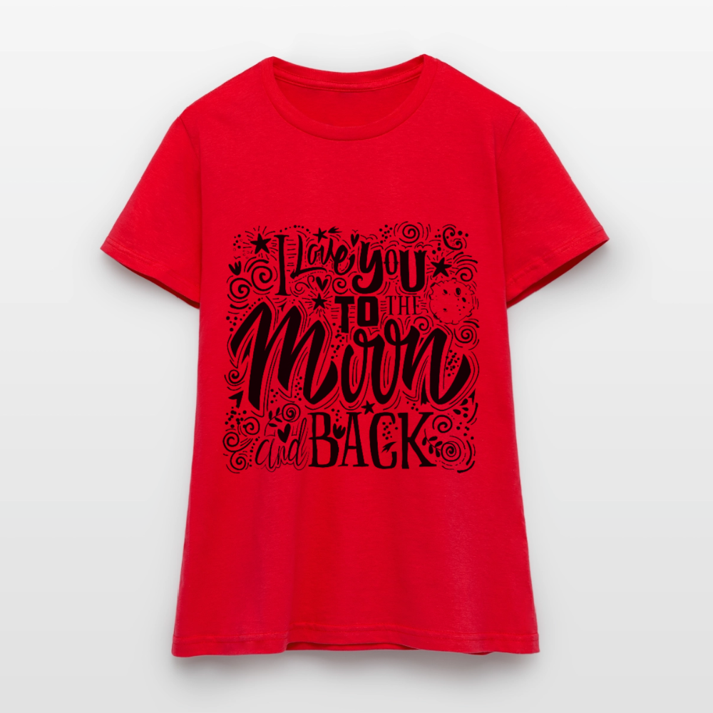 T-shirt Femme I love you to moon and back Peace noir - Lusoquot - rouge