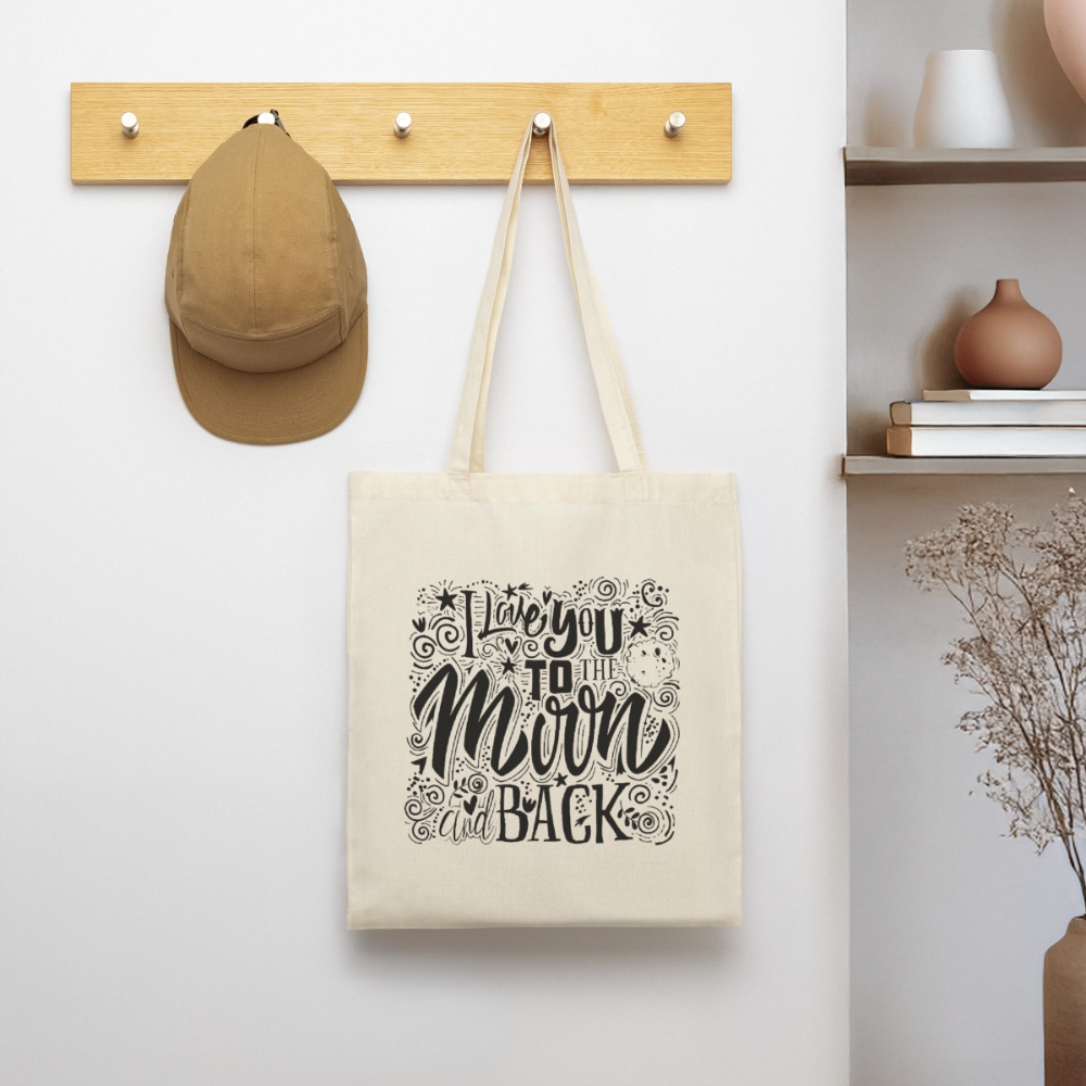 Tote Bag I love you to moon and back Peace noir - Lusoquot - nature