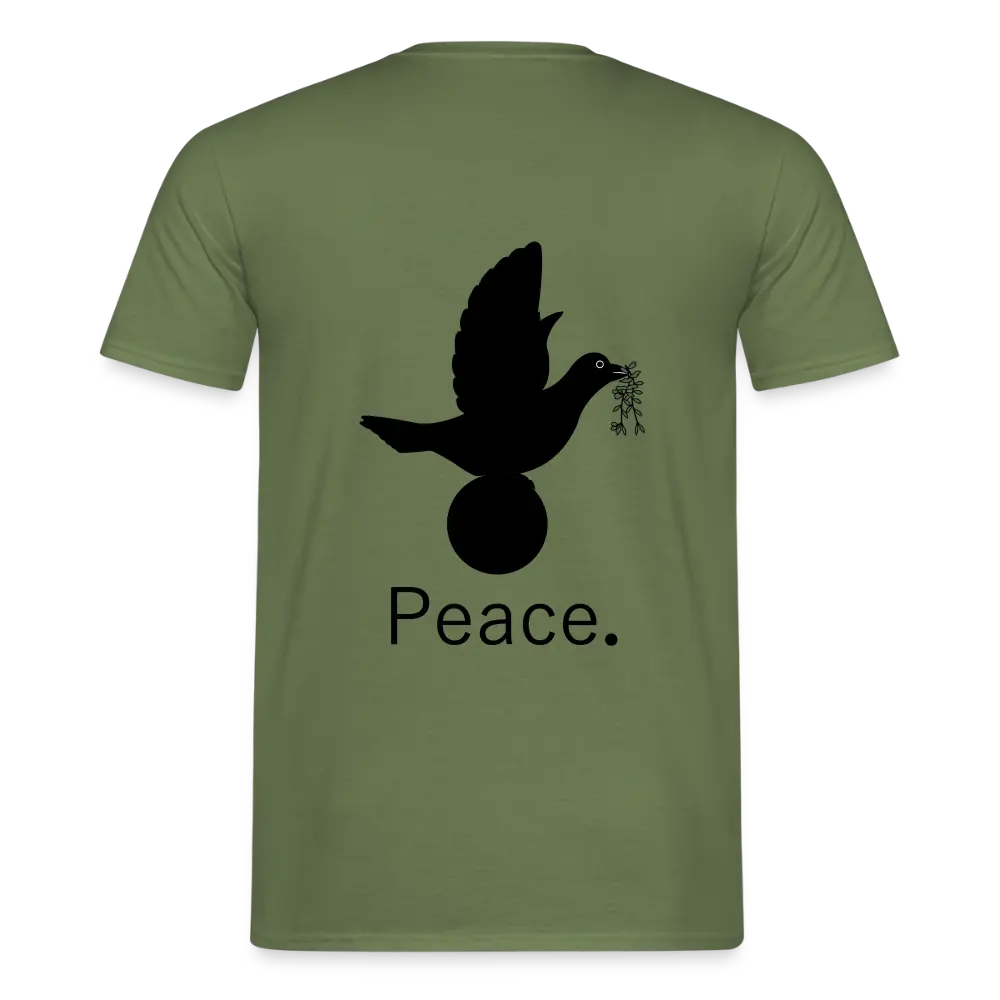 Men's T-Shirt_peace_noir - military green