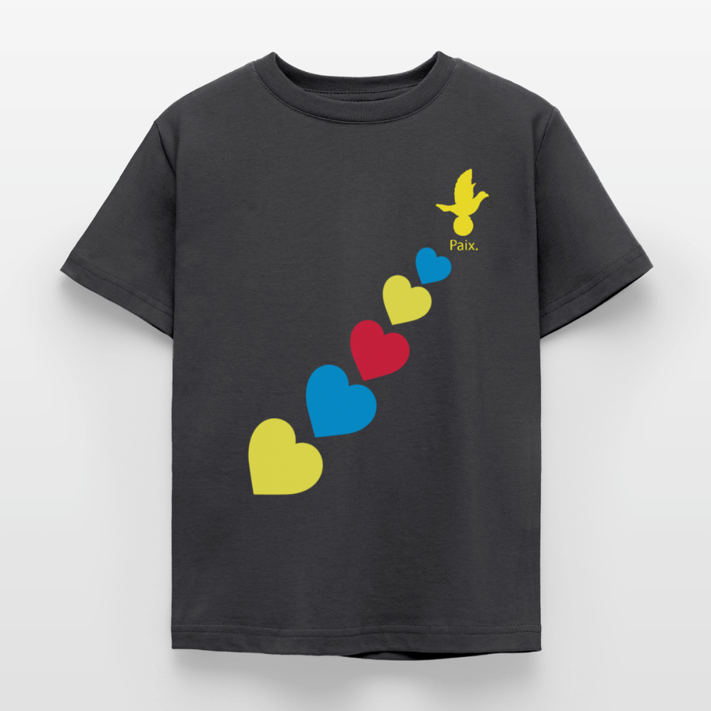 T-shirt Enfant trisomie 21 Paix jaune - Lusoquot - charbon