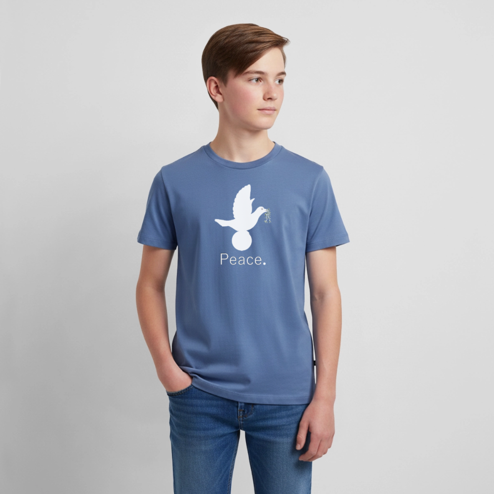 T-shirt Premium Ado Peace blanc Lusoquot - bleu pigeon