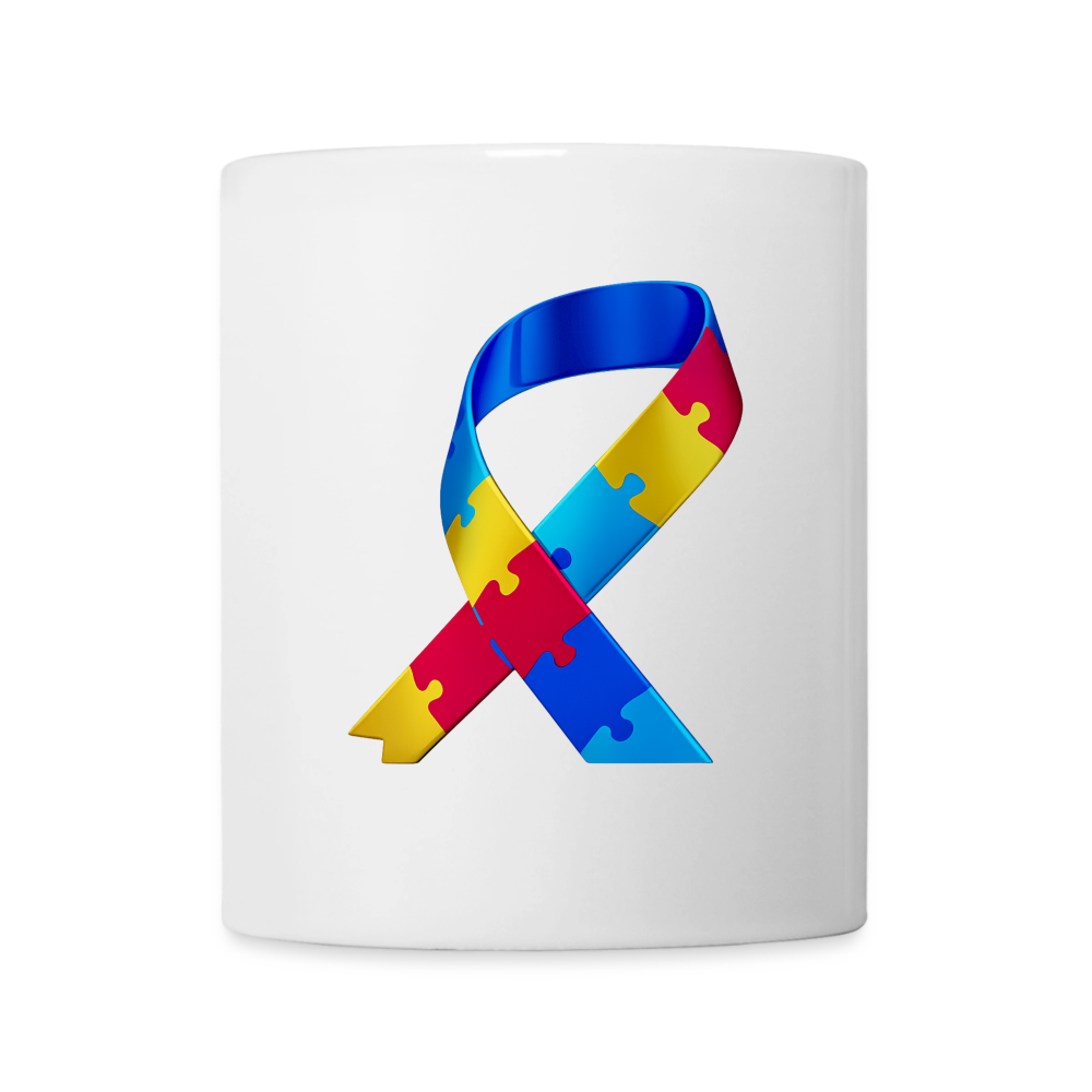 Mug blanc - trisomie-21 -journeemondiale - Peace jaune - blanc
