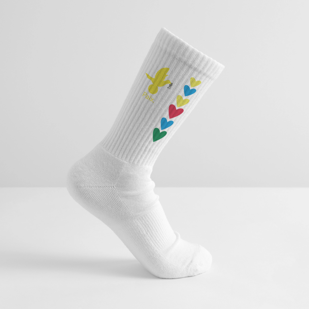 Chaussettes de tennis trisomie - Paix jaune - blanc