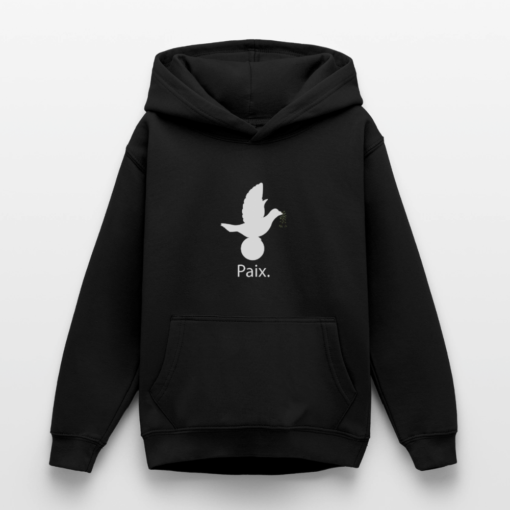 Sweat à capuche Ado Paix blanc - Lusoquot - noir