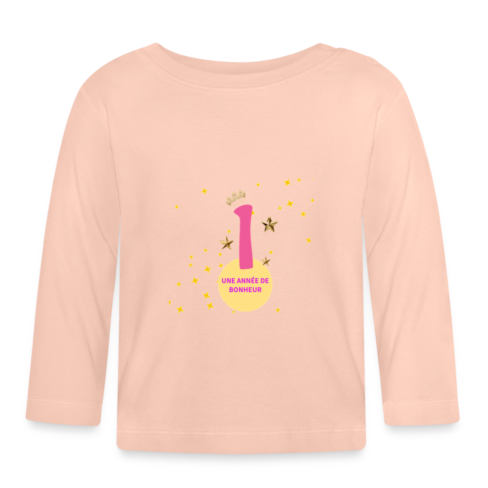 T-shirt manches longues Bébé anniversaire 1an - Lusoquot - rose cristal