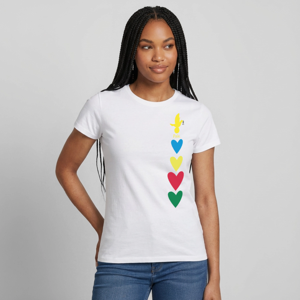T-shirt Femme journée mondiale trisomie - Paix jaune - blanc