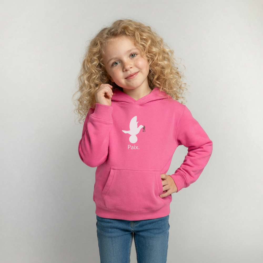 Sweat à capuche Enfant Paix blanc - Lusoquot - rose
