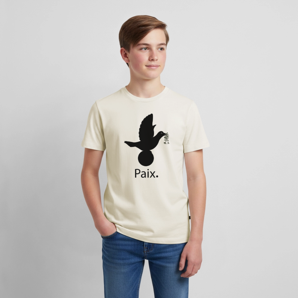 T-shirt Premium Ado Paix noir - Lusoquot - blanc cassé