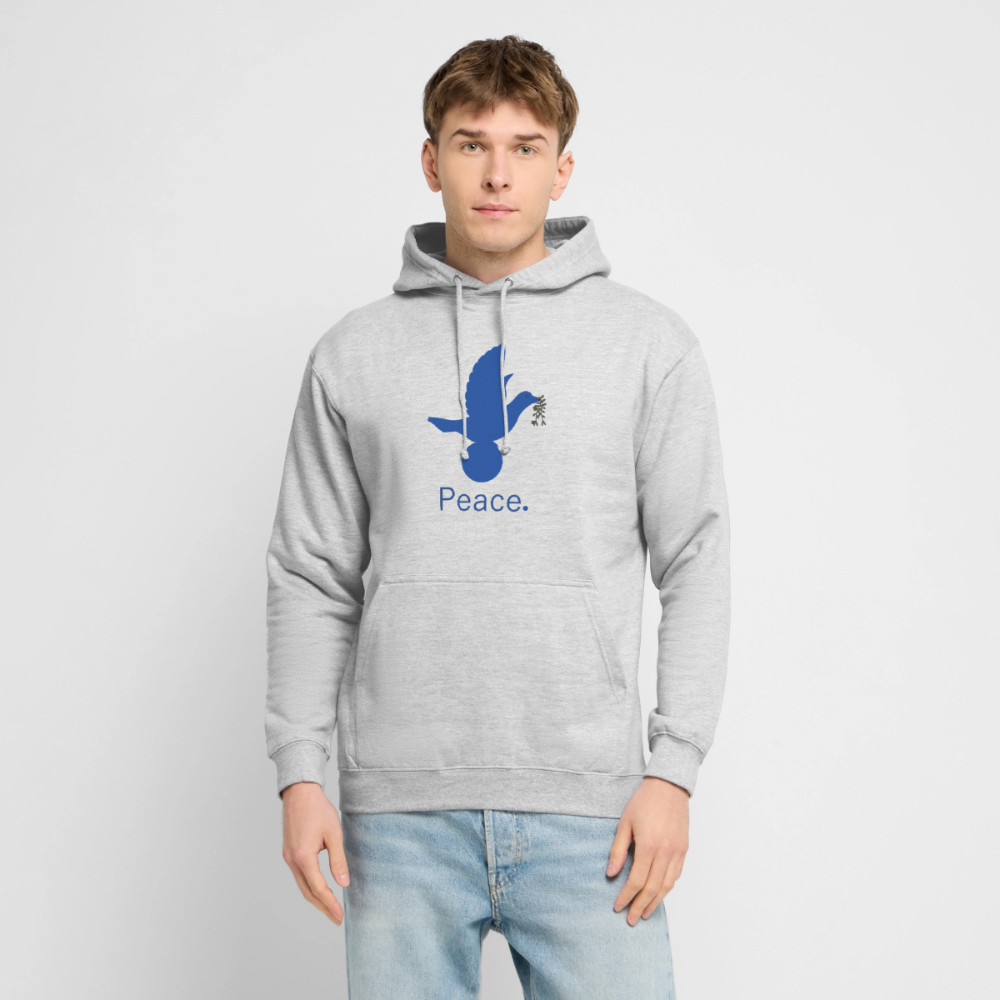 Sweat-shirt à capuche unisexe Peace bleu - gris clair chiné