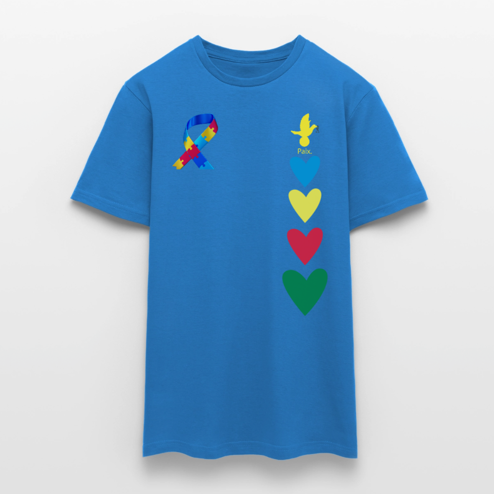 T-shirt Homme -journeemondiale trisomie 21 mars- Peace jaune - bleu royal