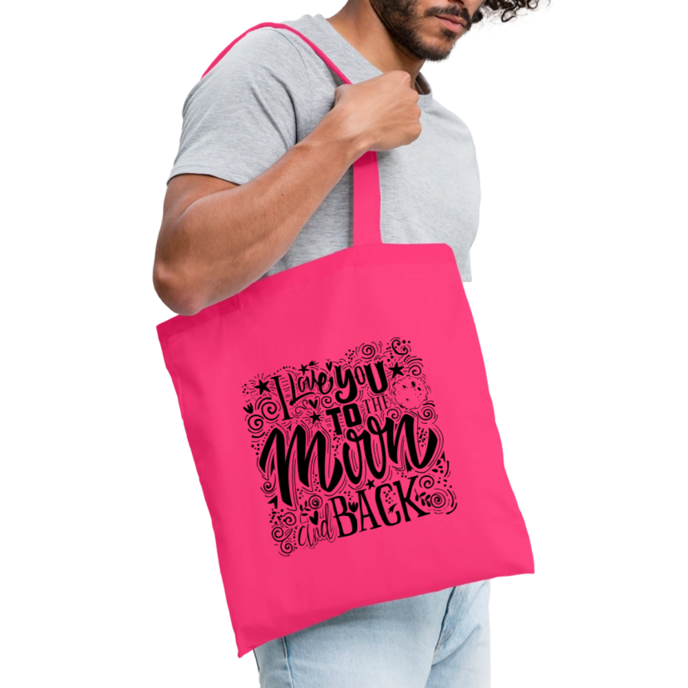 Tote Bag I love you to moon and back Peace noir - Lusoquot - rose azalée