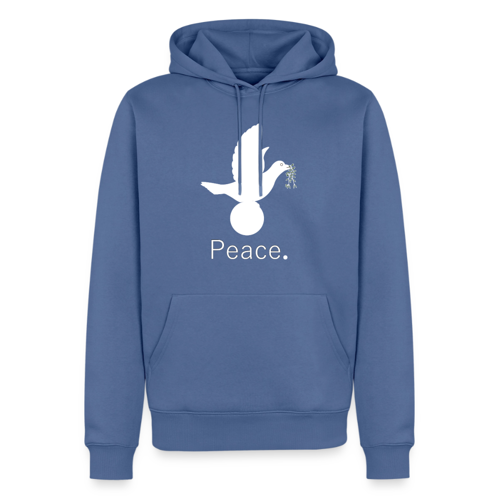 Sweat-shirt à capuche Premium pour hommes_peace_blanc - bleu pigeon