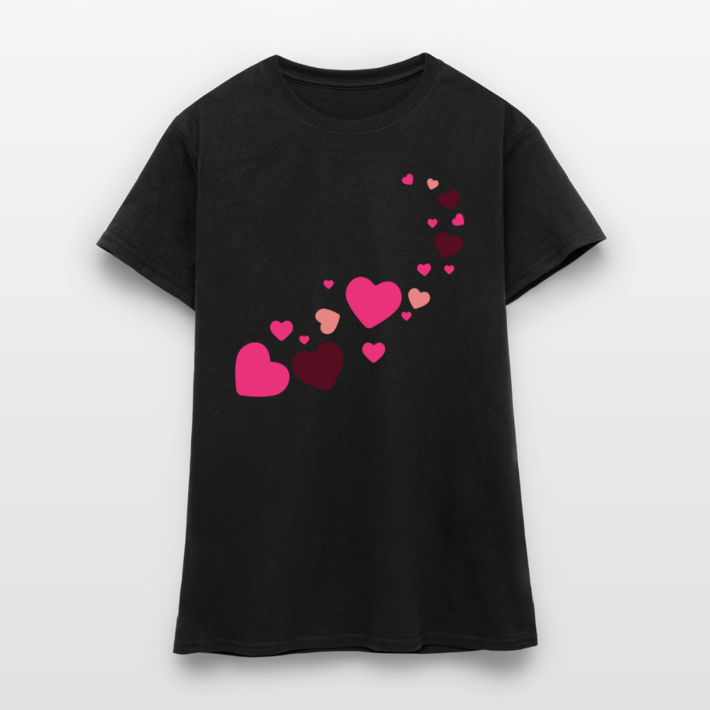 T-shirt Femme coeur Peace rose  - Lusoquot - noir