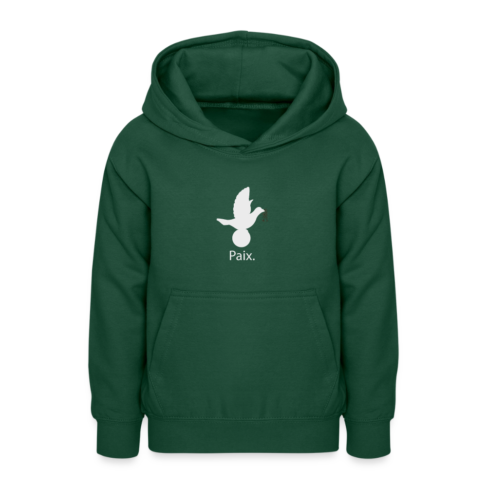 Sweat à capuche Ado Paix blanc - Lusoquot - vert bouteille