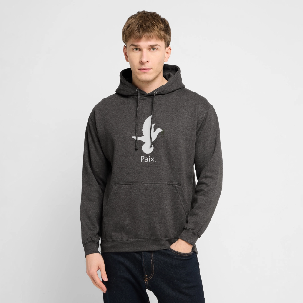 Sweat-shirt à capuche unisexe Paix blanc - Lusoquot - charbon