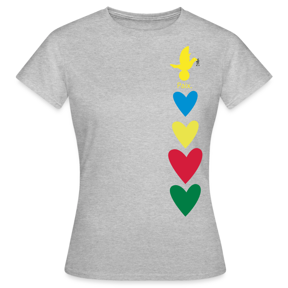 T-shirt Femme journée mondiale trisomie - Paix jaune - gris chiné